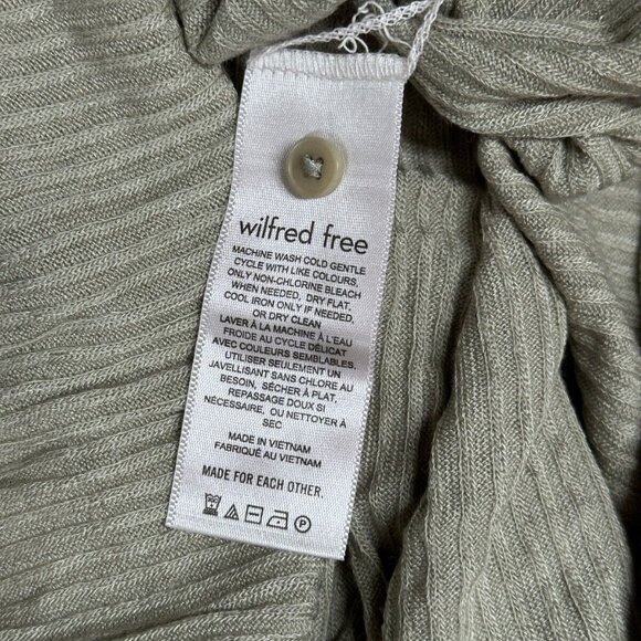 Wilfred Free Top 2XS Womens Sage Green Ribbed Long Sleeve Button Up V Neck XXS - Picture 7 of 8